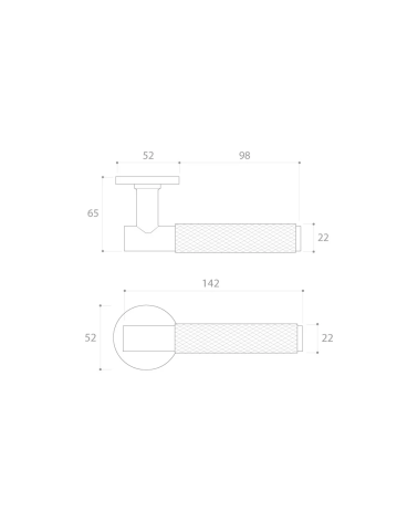 Asymmetric duo textured Time door handle and knob with legend