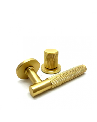 Asymmetric duo textured matt gold Time door handle and knob design handle