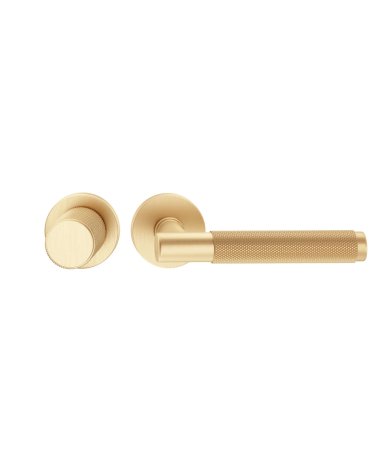 Asymmetric duo textured matt gold Time door handle and knob design handle horizontally aligned