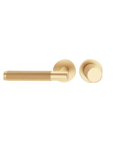Asymmetric duo textured matt gold Time door handle and knob design handle front view