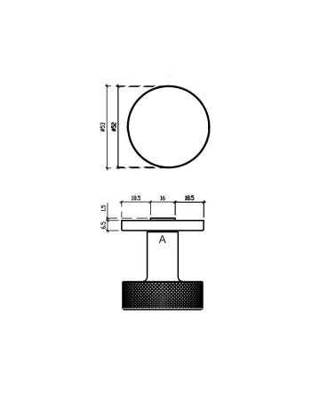 TUJA door knob with dimensions
