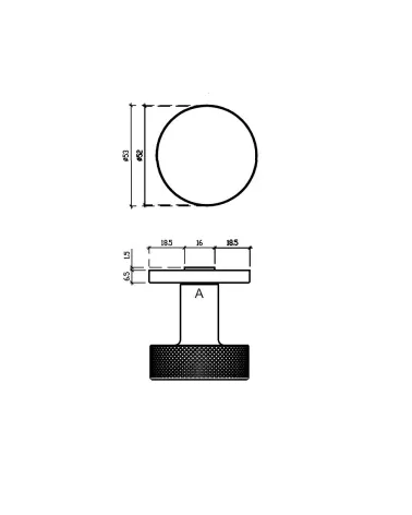 TUJA door knob with dimensions
