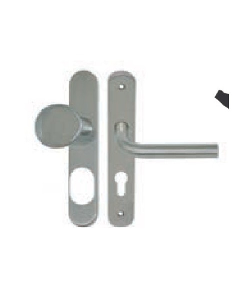 Handle-knob on long plate - Stainless steel 304 secured A2P cylinder