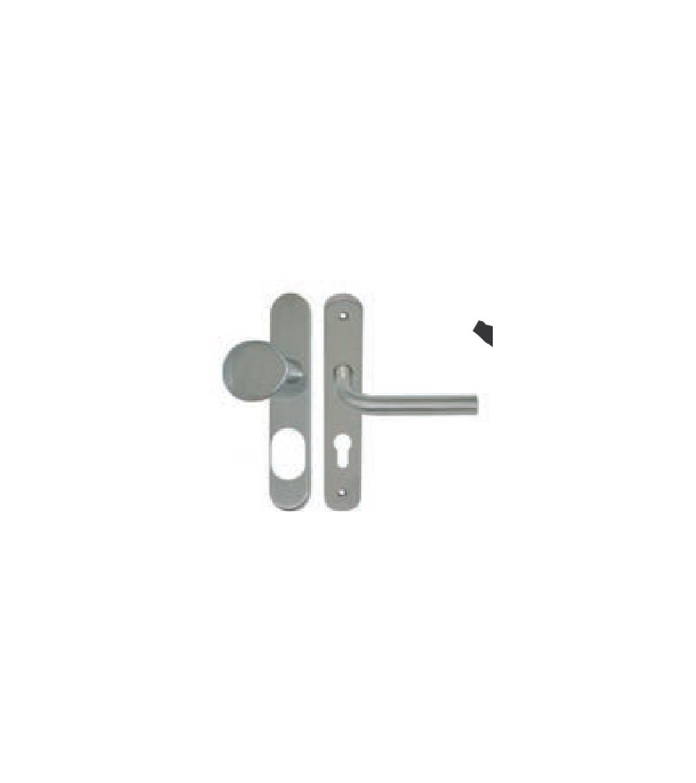 Handle-knob on long plate - Stainless steel 304 secured A2P cylinder