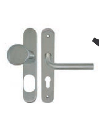 Handle-knob on long plate - Stainless steel 304 secured A2P cylinder