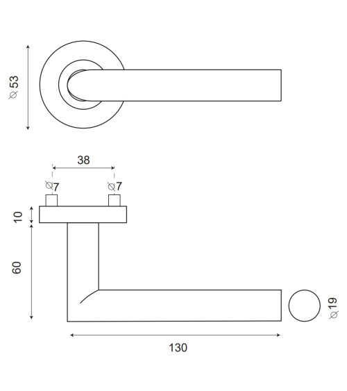 POMEROL door handle in Grade 3 stainless steel