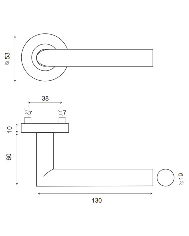ALTESSE door handle stainless steel PVD colour, Grade 3 heavy-duty use