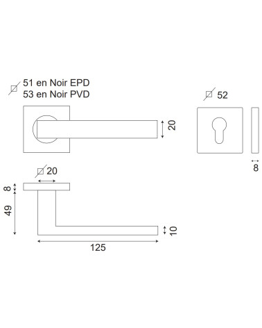 MAJESTEA door handle satin gold PVD colour, Grade 3 heavy-duty use