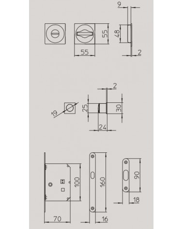MANDELLI 1108TN/S sliding door handle with dimensions