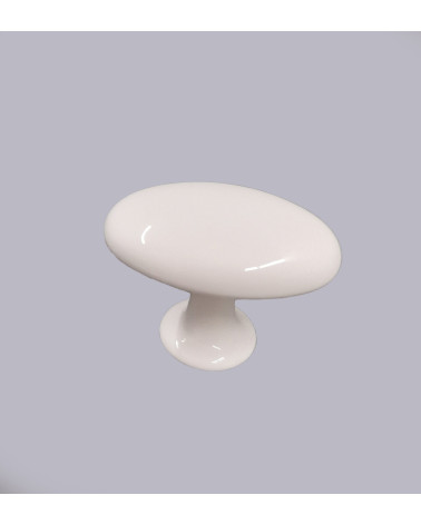 White NAPOLI furniture knob designer handle angled view on light grey background