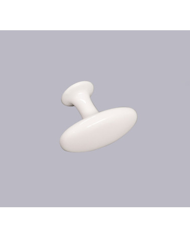 White NAPOLI furniture knob designer handle side view on light grey background