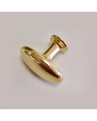 NAPOLI polished gold furniture knob designer handle side view on grey background