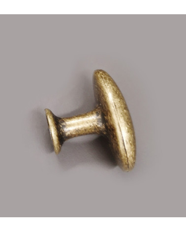 NAPOLI patinated brass furniture knob designer handle side view on light grey background
