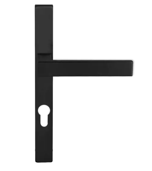 black door handle on slim long backplate