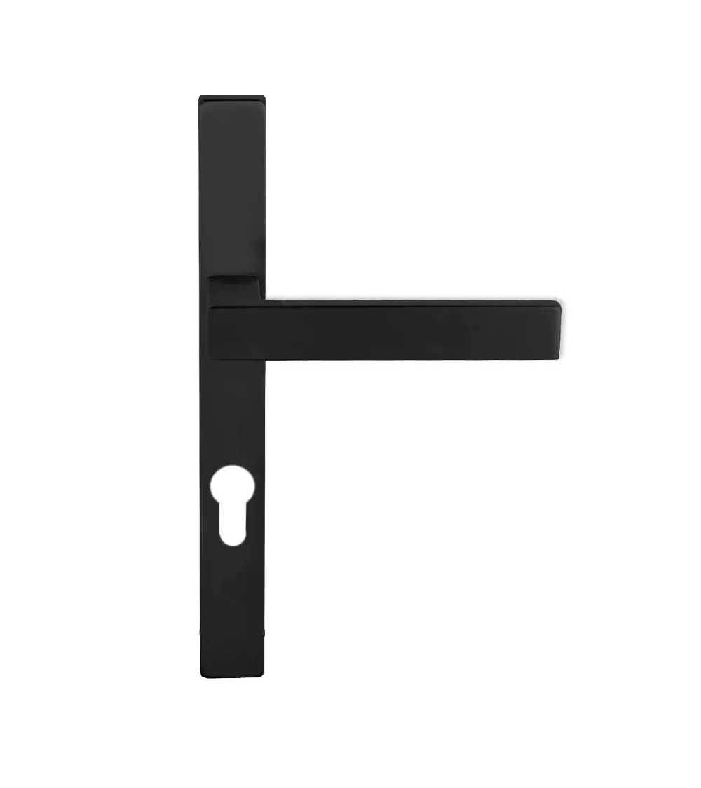 black door handle on slim long backplate