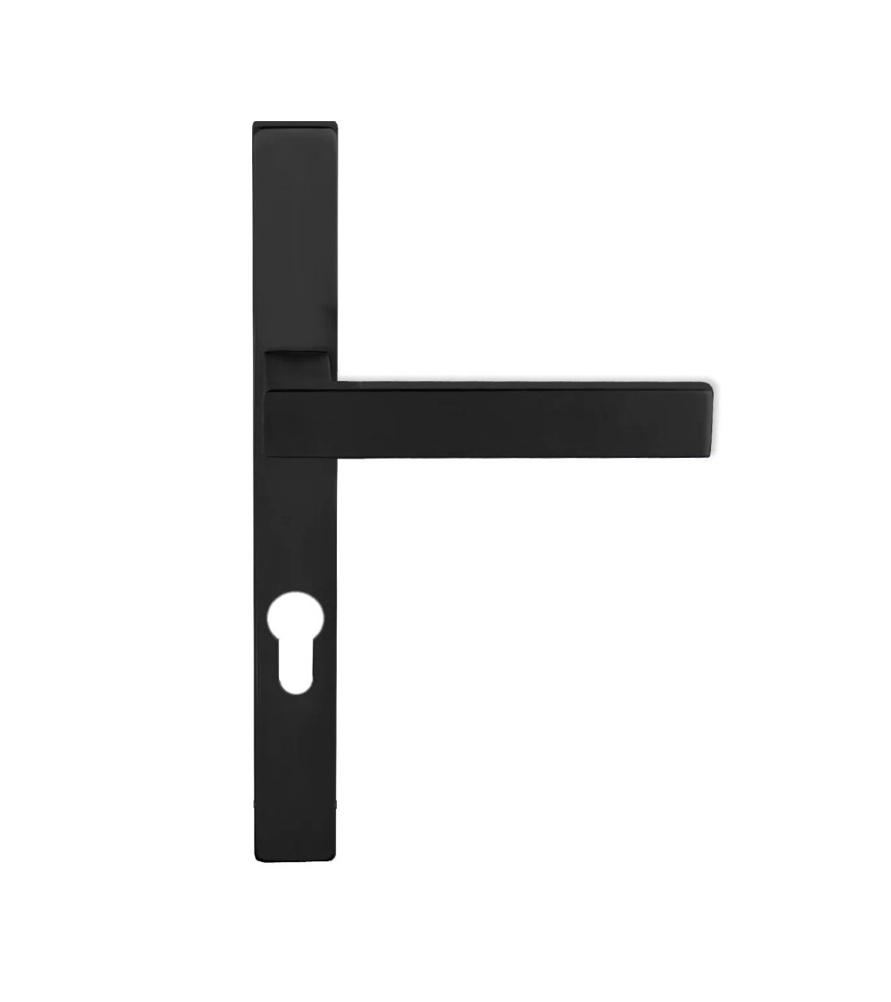 black door handle on slim long backplate