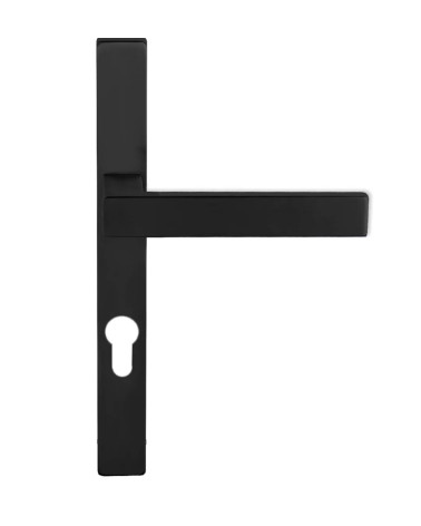 black door handle on slim long backplate