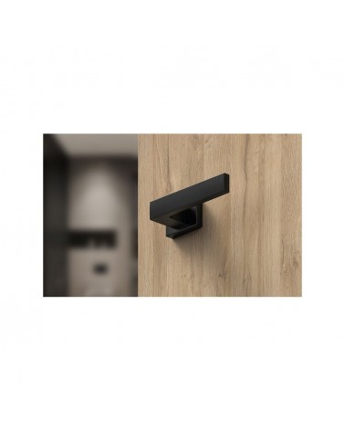 Black Focus door handle design handle bottom view mounted on a door