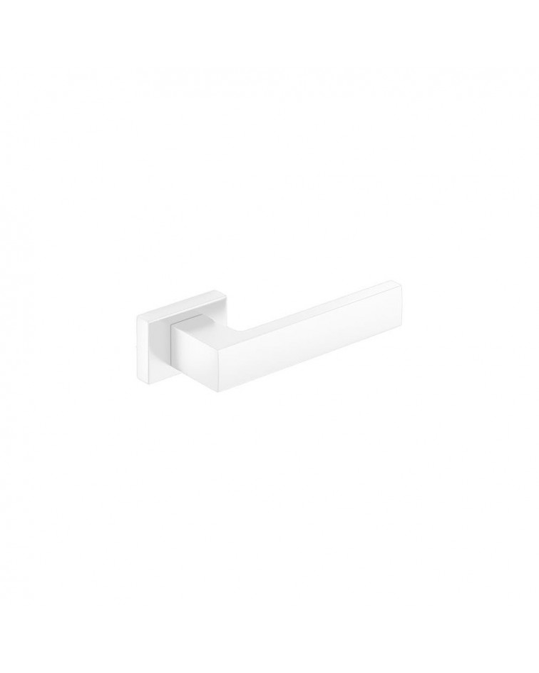 White Focus designer door handle top angled view