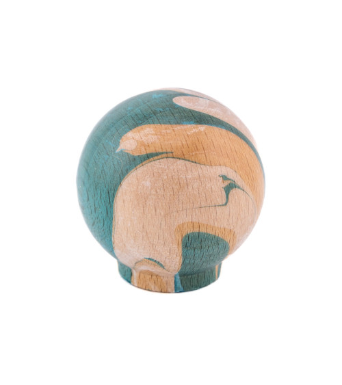 Turquoise beech wood furniture knob Ebru