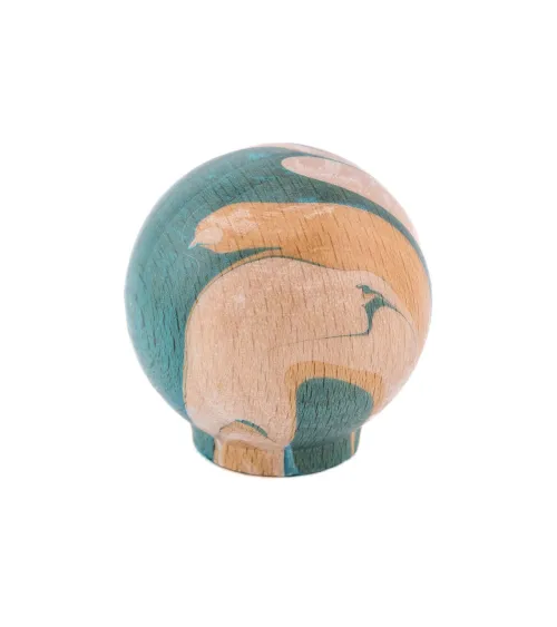 Turquoise beech wood furniture knob Ebru