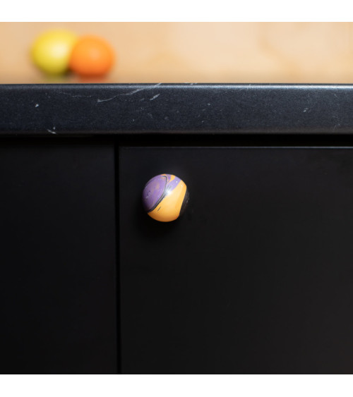 Beech wood furniture knob Violet Lune Ebru