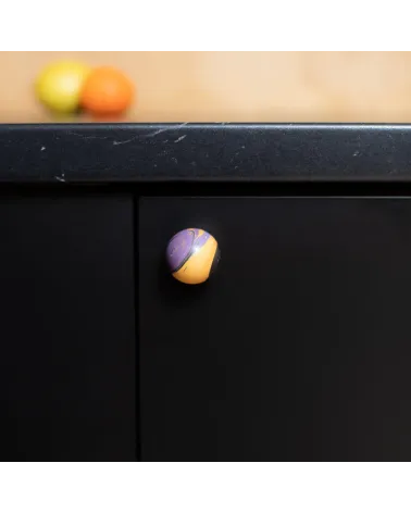 Beech wood furniture knob Violet Lune Ebru