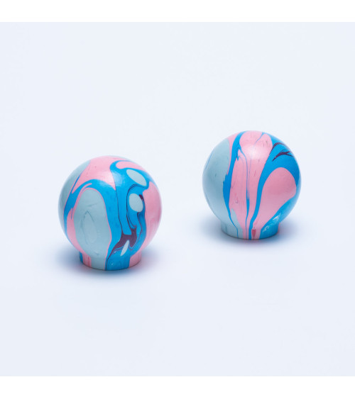 Beech wood furniture knob electric pink rays Ebru