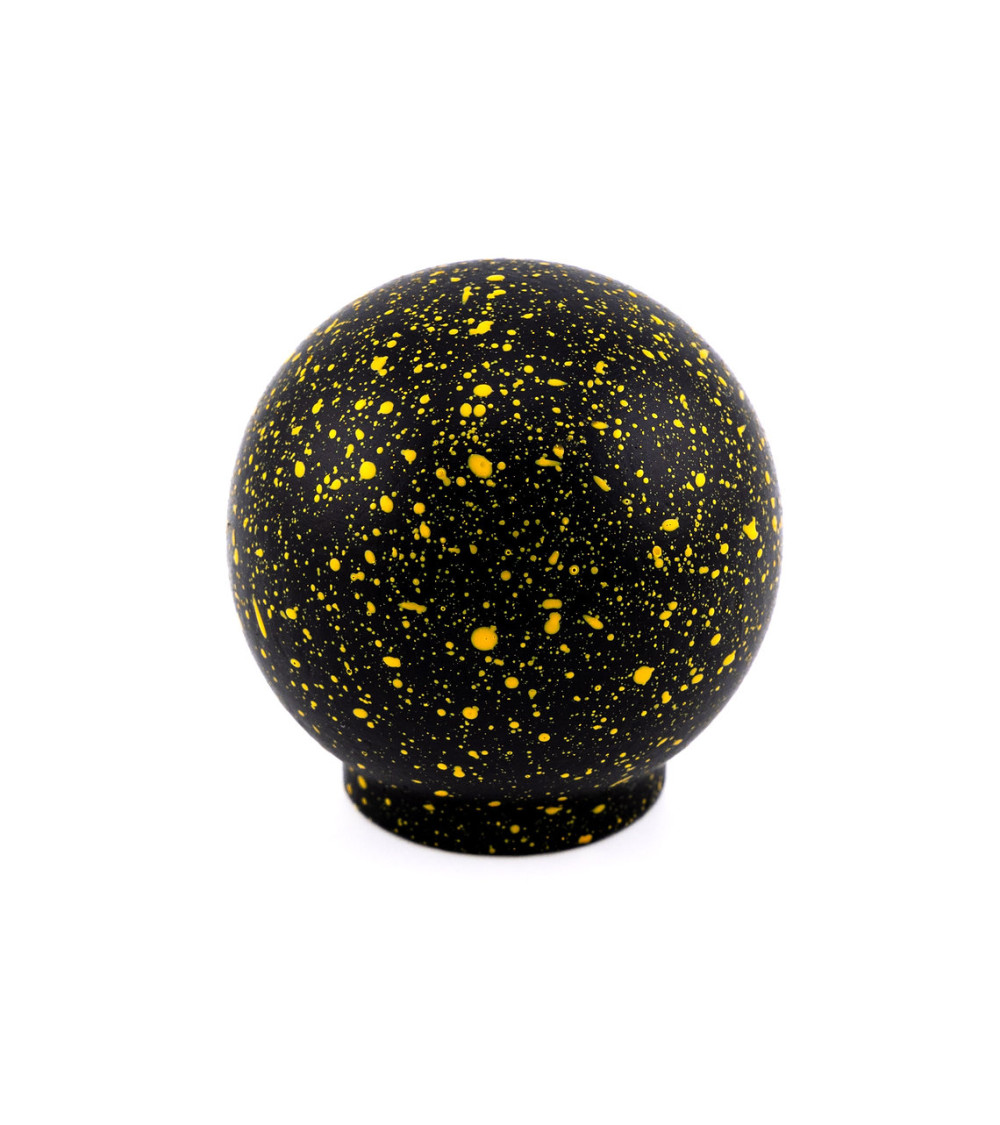 Furniture knob in black beech wood and yellow Mix