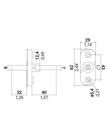 technical drawing of the window DK adapter