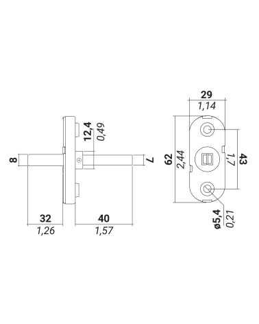 technical drawing of the window DK adapter