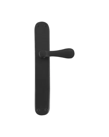 Retro-industrial door handle on longitudinal plate in iron 289 Oval - designer handle