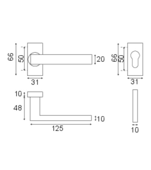 MAJESTEA Handle Rectangle Backplate Anthracite PVD