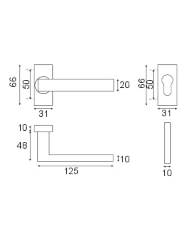 MAJESTEA door handle for narrow profiles, Grade 3 heavy-duty use
