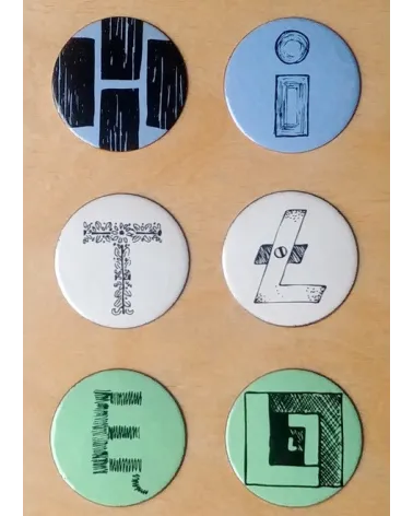 Enamelled wooden furniture knob Alphabet