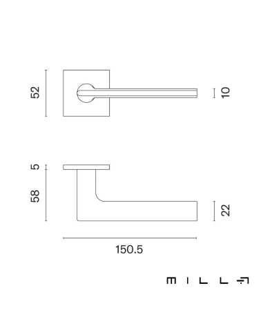SALVIA door handle with dimensions