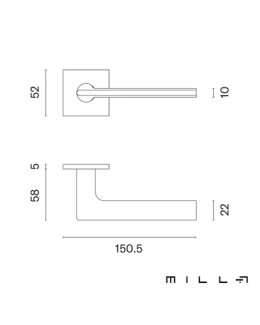 SALVIA square door handles with dimensions