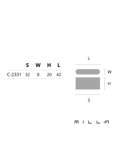 CARACAS furniture handle with dimensions