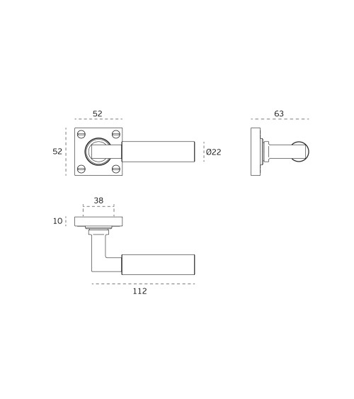 Bauhaus wooden door handle - oak