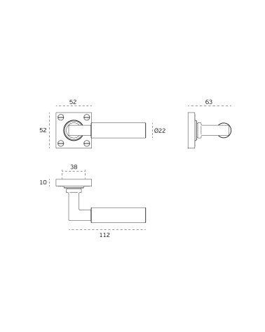 Bauhaus wooden door handle - oak