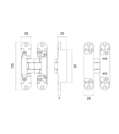 Black 3D hinge for invisible door