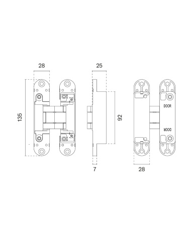 3D hinge for an invisible door