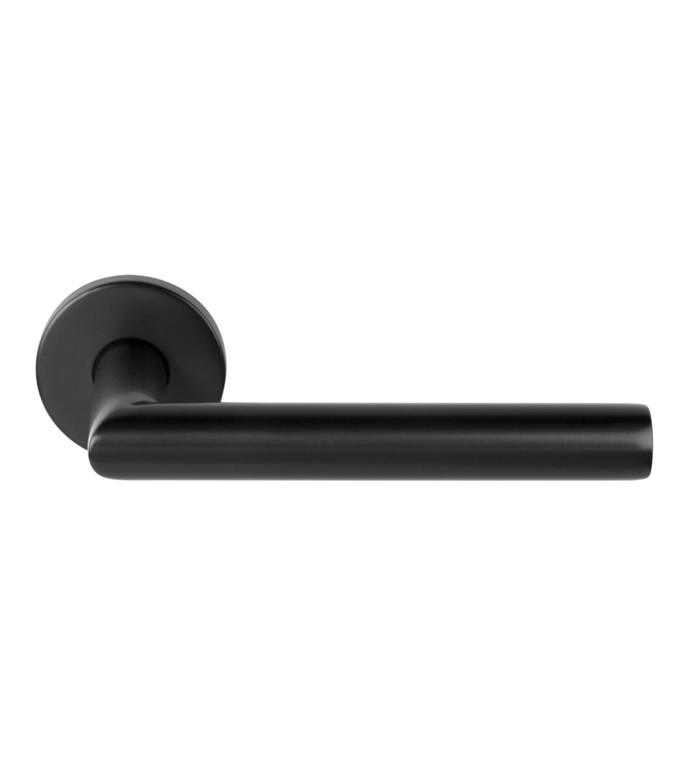 Formani Basics LBII-19 door handles on round rose plate in black
