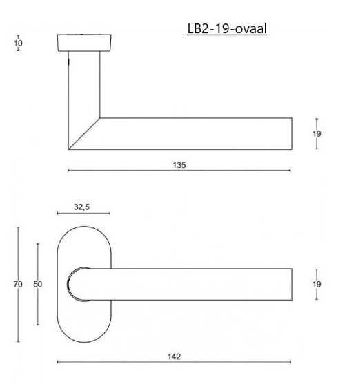 Formani Basics LBII-19MN door handles on oval rose plate in black