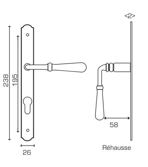 Narrow handle on long black plate