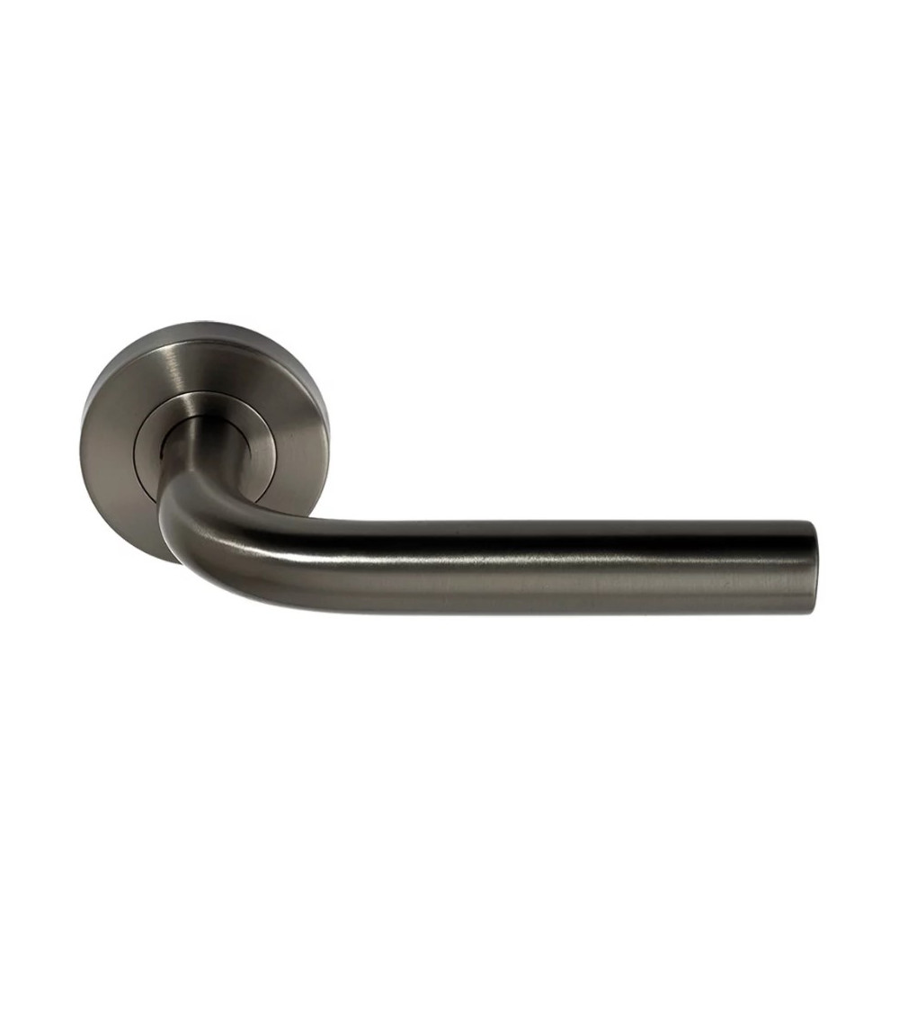anthracite door handle on a round rose for public spaces