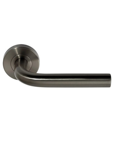 anthracite door handle on a round rose for public spaces