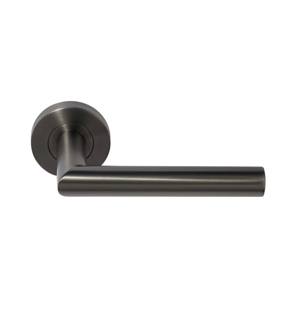 anthracite door handle on a round rose for hotels