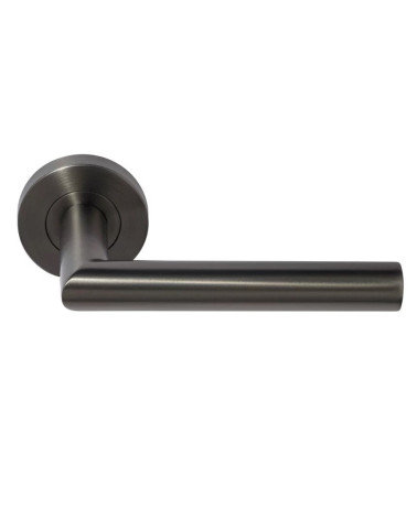 anthracite door handle on a round rose for hotels