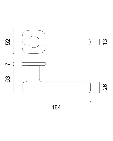 MARANTA zamak door handle with dimensions